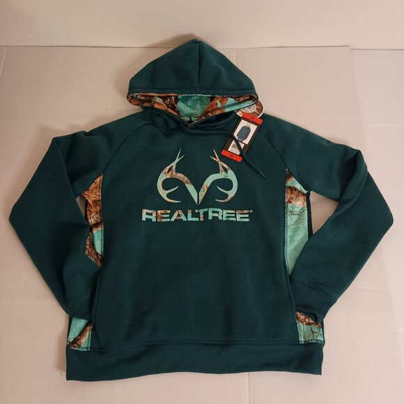 Realtree Women’s Green Camo Accent Hoodie Sweatshirt Kangaroo Pocket Size M NWT - Picture 4 of 16